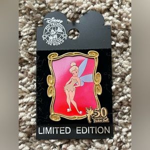 Disney Tinkerbell Fairy Pink Frame 50th Anniversary Trading Pin NEW ON CARD